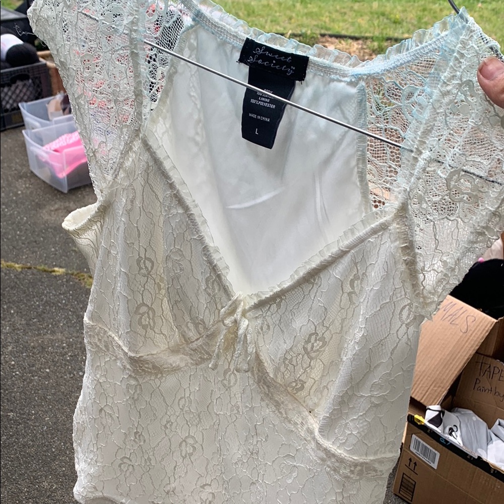 Lace Ivory Top with Cap Sleeves